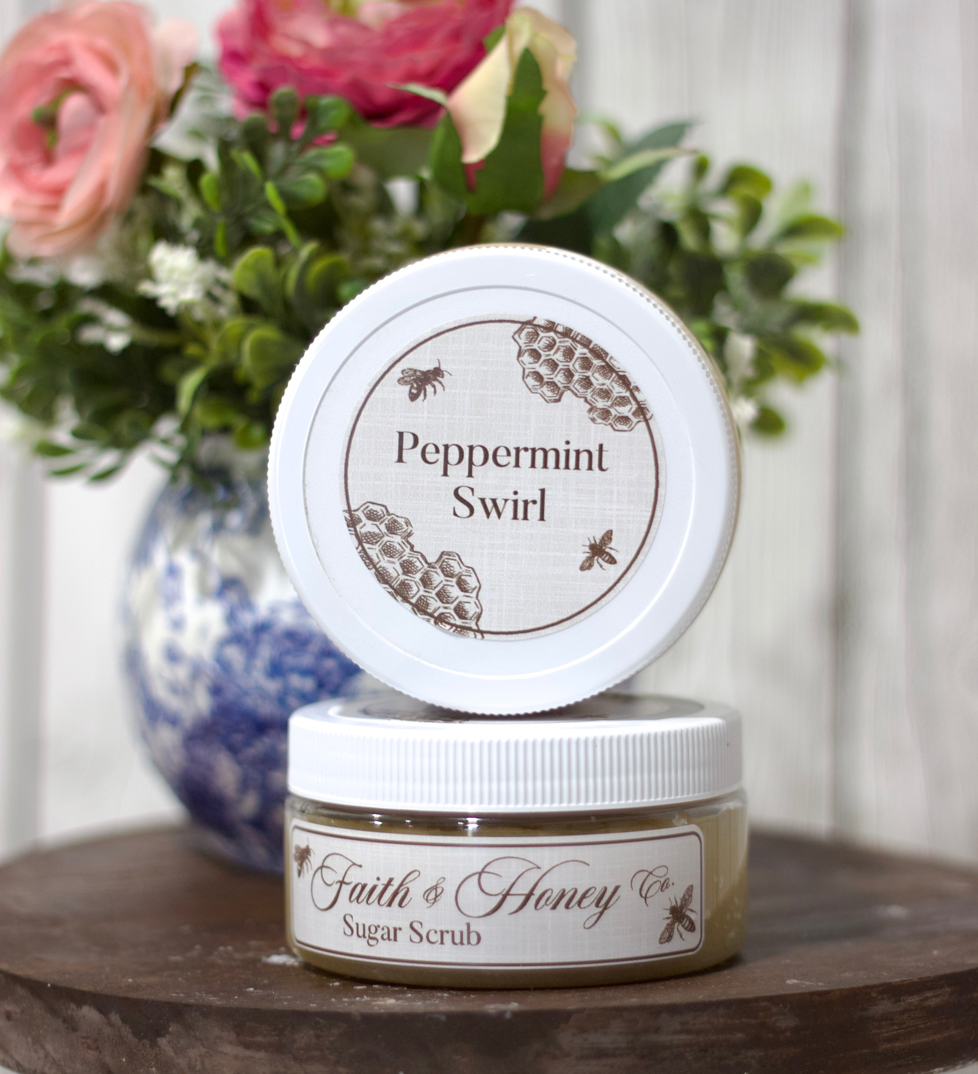 Peppermint Swirl Honey Sugar Scrub